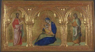 The Madonna of Humility with Saints Mark and John by Lorenzo Veneziano